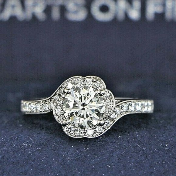 16867 Hearts On Fire 18K White Gold 0.79ct VS2 Round Diamond Engagement Ring - Picture 9 of 10